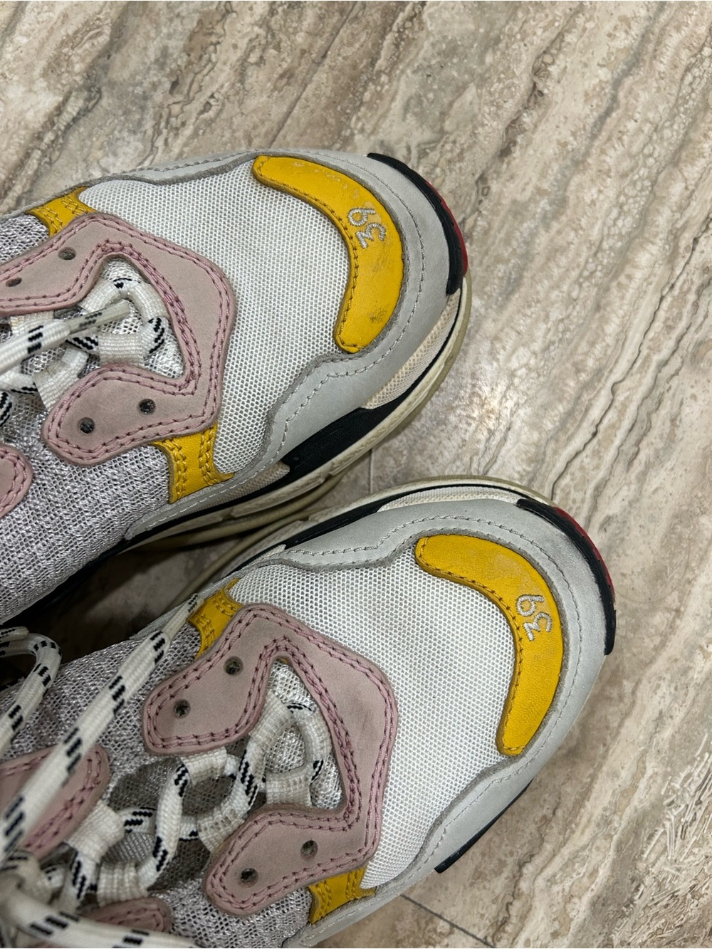 Balenciaga Triple S Multicolor Chunky Sneaker in White, Yellow, Pink, Black, Red - Picture 9 of 9